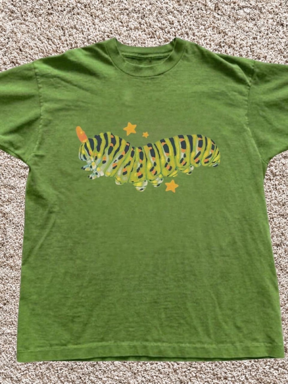 Gildan Green Short Sleeve Tee with Caterpillar Graphic